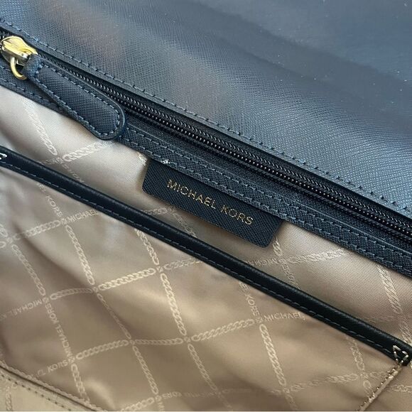 MICHAEL KORS Blue Selma Mercer Raven Bedford Chain Satchel Crossbody - Picture 12 of 13